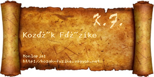 Kozák Füzike névjegykártya